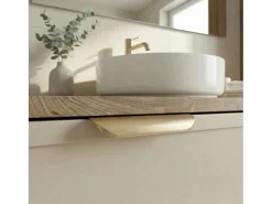Mueble De Lavabo|Mueble bajo lavabo con encimera de 120 cm. Frentes con marco en roble Cremona / Cachemira Roma.