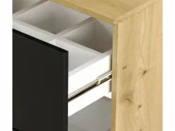 Mueble bajo lavabo con encimera de 60 cm, 2 cajones, roble Artisan / Orio Negro Hot