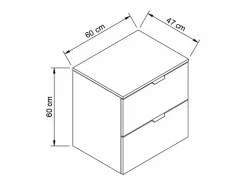 Mueble bajo lavabo con encimera de 60 cm, 2 cajones, roble Artisan / Orio Negro Hot