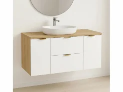 Mueble bajo lavabo con encimera de 120 cm, 2 cajones y 2 puertas, roble Artisan / Orio^ Clearance