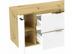 Mueble bajo lavabo con encimera de 120 cm, 2 cajones y 2 puertas, roble Artisan / Orio^ Clearance