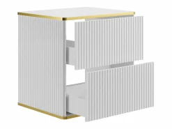 Vente-unique Mueble De Lavabo|Mueble bajo lavabo de baño estriado con ribete dorado 60 cm, , KELIZA
