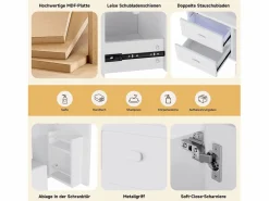 Merax Mueble De Baño Simple|Mueble bajo lavabo suspendido de un seno cerámico - 76 x 46 x 51 cm - acabado lacado - con LEDs + 2 cajones + puerta - cerámica + MDF -
