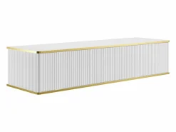Vente-unique Mueble bajo lavabo suspendido estriado con ribete dorado 2 cajones - - 150 cm - KELIZA Blanco Hot