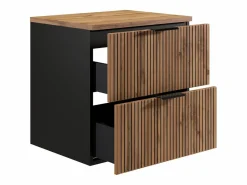 Mueble bajo lavabo suspendido estriado natural claro y negro con encimera, 60 cm, MADELA^Vente-unique Clearance