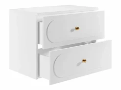 Vente-unique Mueble bajo lavabo suspendido con tiradores dorados - 80 cm de largo - SATOBAL Blanco Outlet