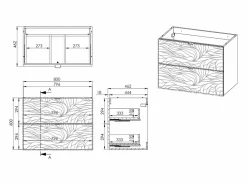 Mueble bajo lavabo suspendido texturizado con estante - - 80 cm - RINAREL^Vente-unique Best