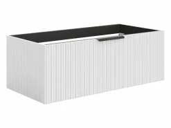 Vente-unique Mueble bajo lavabo suspendido estriado - Color - 100 cm - PALIRO Blanco Outlet