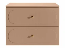 Vente-unique Mueble De Lavabo|Mueble bajo lavabo suspendido rosa antiguo con tiradores dorados - An80 cm - SATOBAL