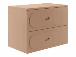 Vente-unique Mueble De Lavabo|Mueble bajo lavabo suspendido rosa antiguo con tiradores dorados - An80 cm - SATOBAL