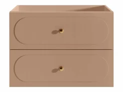 Vente-unique Mueble De Lavabo|Mueble bajo lavabo suspendido Rosa envejecido con tiradores doradas - L80 cm - SATOBAL