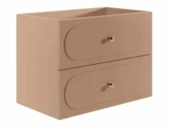 Vente-unique Mueble De Lavabo|Mueble bajo lavabo suspendido Rosa envejecido con tiradores doradas - L80 cm - SATOBAL