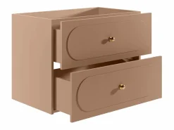 Vente-unique Mueble De Lavabo|Mueble bajo lavabo suspendido Rosa envejecido con tiradores doradas - L80 cm - SATOBAL