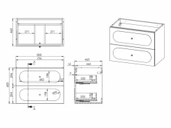 Vente-unique Mueble De Lavabo|Mueble bajo lavabo suspendido Rosa envejecido con tiradores doradas - L80 cm - SATOBAL