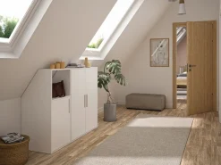 Vente-unique Armario Para Buhardilla|Mueble De Almacenaje|Mueble bajo para techo abuhardillado con 3 puertas y 1 estante color - ADEZIO
