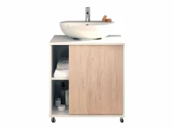 Mueble baño c/ruedas p/lavabo pedestal Sinna 59 cm Blanco Sale