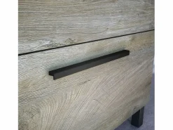 Conjunto De Baño|Mueble Baño Nubis Roble Alaska 3 Cajones y Espejo 80x86x45 cm