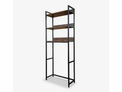 AHD Mueble Para Lavadora|Mueble baño para lavadora, secadora y WC 3 estantes 63x24x157 h Tamiq - Marrón - Negro