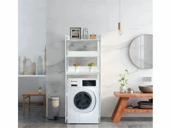 AHD Mueble baño para lavadora, secadora y WC 3 estantes 63x24x157 h Tamiq - Blanco Sale