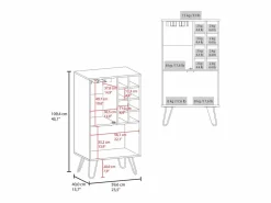 Mueble bar aster en melamina con 8 botelleros, 9 portacopas y almacenamiento inferior , , 109.4 cm X 59.6 cm X 40 cm^TuHome Sale