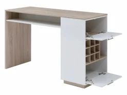 Mueble bar con almacenaje - Blanco y natural - ANOSKI^Vente-unique Clearance