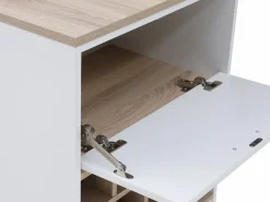 Mueble bar con almacenaje - Blanco y natural - ANOSKI^Vente-unique Clearance