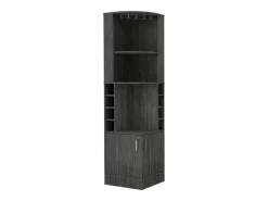 TuHome Mueble bar esquinero Syrah con soporte para copas , 180.59 cm X 46.73 cm X 46.73 cm , Marrón Gris