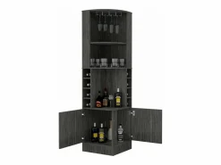 TuHome Mueble bar esquinero Syrah con soporte para copas , 180.59 cm X 46.73 cm X 46.73 cm , Marrón Gris