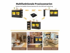 Merax Mueble bar extensible - 135/203 x 39 x 92,8 cm - mesa giratoria con LED + 4 cajones - MDF - Negro