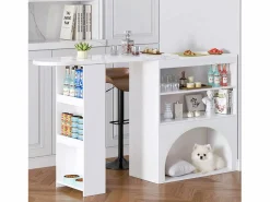 Merax Mueble bar extensible - 120 x 40 x 100 cm - con almacenaje + espacio para mascotas - MDF - Blanco