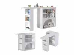 Merax Mueble bar extensible - 120 x 40 x 100 cm - con almacenaje + espacio para mascotas - MDF - Blanco