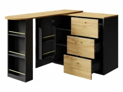 Mueble bar extensible - 138-204 x 39 x 104 cm - Mesa de comedor giratoria 360° - con 1 puerta + 3 cajones - MDF -^Merax Clearance