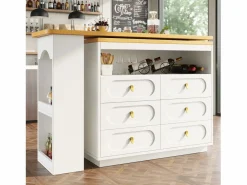 Merax Mueble Bar|Mueble bar extensible con rotación de 360° - Longitud ajustable - con 6 cajones - MDF -