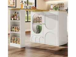 Mueble bar giratorio - 138 x 73 x 105 cm - 3 puertas + separadores extraíbles - MDF + Metal -^Merax Clearance