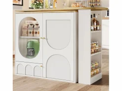 Mueble bar giratorio - 138 x 73 x 105 cm - 3 puertas + separadores extraíbles - MDF + Metal -^Merax Clearance