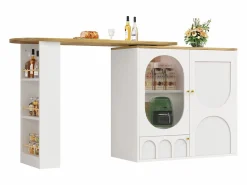 Mueble bar giratorio - 138 x 73 x 105 cm - 3 puertas + separadores extraíbles - MDF + Metal -^Merax Clearance