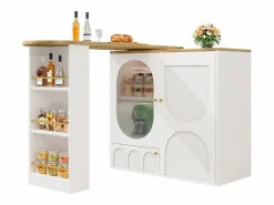 Mueble bar giratorio - 138 x 73 x 105 cm - 3 puertas + separadores extraíbles - MDF + Metal -^Merax Clearance