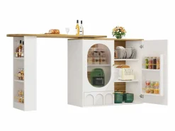 Mueble bar giratorio - 138 x 73 x 105 cm - 3 puertas + separadores extraíbles - MDF + Metal -^Merax Clearance