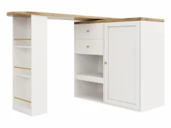 Mueble bar giratorio - 204 x 39 x 104 cm - con 2 cajones y 1 puerta - 5 espacios de almacenamiento abiertos - Blanco Sale