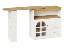 Mueble bar giratorio - Mesa de bar extensible con 2 cajones y 1 puerta de cristal - almacenamiento abierto -^ Hot