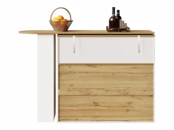 Mueble bar giratorio - Mesa de bar extensible con 2 cajones y 1 puerta de cristal - almacenamiento abierto -^ Hot