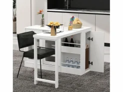 Mueble Bar|Mueble bar giratorio - Mesa de bar con 2 puertas de cristal y 2 compartimentos de almacenamiento abiertos - parte superior giratoria