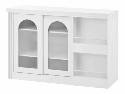 Mueble Bar|Mueble bar giratorio - Mesa de bar con 2 puertas de cristal y 2 compartimentos de almacenamiento abiertos - parte superior giratoria