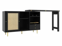 Mueble bar giratorio con 2 puertas correderas de ratán y cajón -^Hauss Spole Best