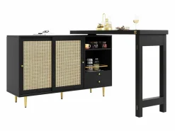 Mueble bar giratorio con 2 puertas correderas de ratán y cajón -^Hauss Spole Best