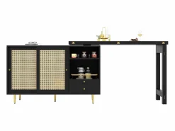 Mueble bar giratorio con 2 puertas correderas de ratán y cajón -^Hauss Spole Best