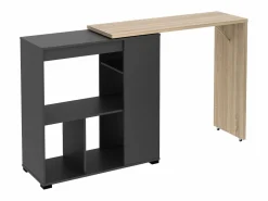 Vente-unique Mueble bar giratorio con almacenaje - Natural y antracita - SATURN Gris antracita / Color natural claro Online