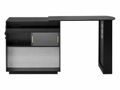 Hauss Spole Mueble Bar|Mueble bar giratorio con enchufes, iluminación LED y tablero perforado -