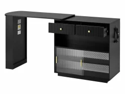 Hauss Spole Mueble Bar|Mueble bar giratorio con enchufes, iluminación LED y tablero perforado -