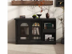 Hauss Spole Mueble bar giratorio con 2 puertas de cristal - Tapa reversible - Negro Online
